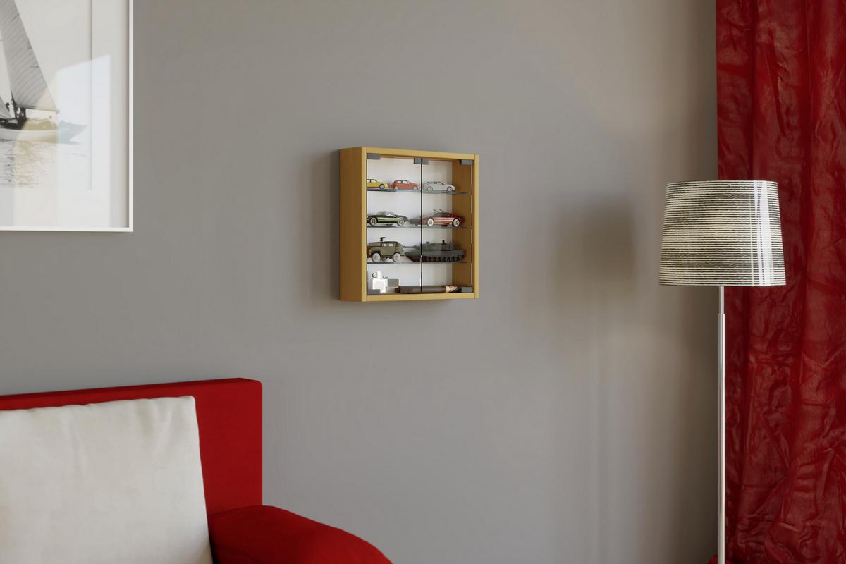 Závěsná vitrína Mandosa S š: 40 cm buk - černá/čiré, Konvenční, kompozitní dřevo/plast (40/40/10cm) - MID.YOU