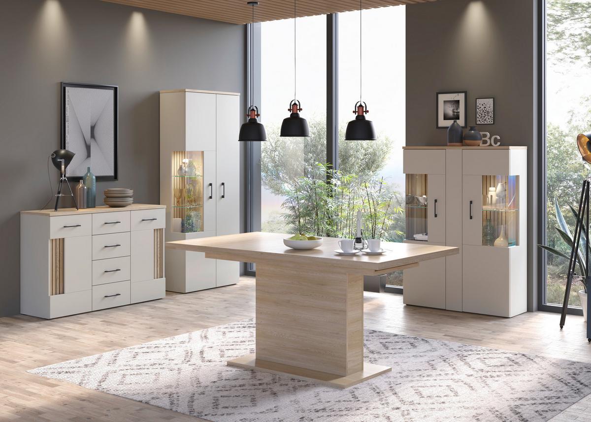 Sideboard B: 128,4cm Amare Kaschmir/eichefarben - Kaschmir/Eichefarben, MODERN, Holzwerkstoff (125/84,8/40cm)