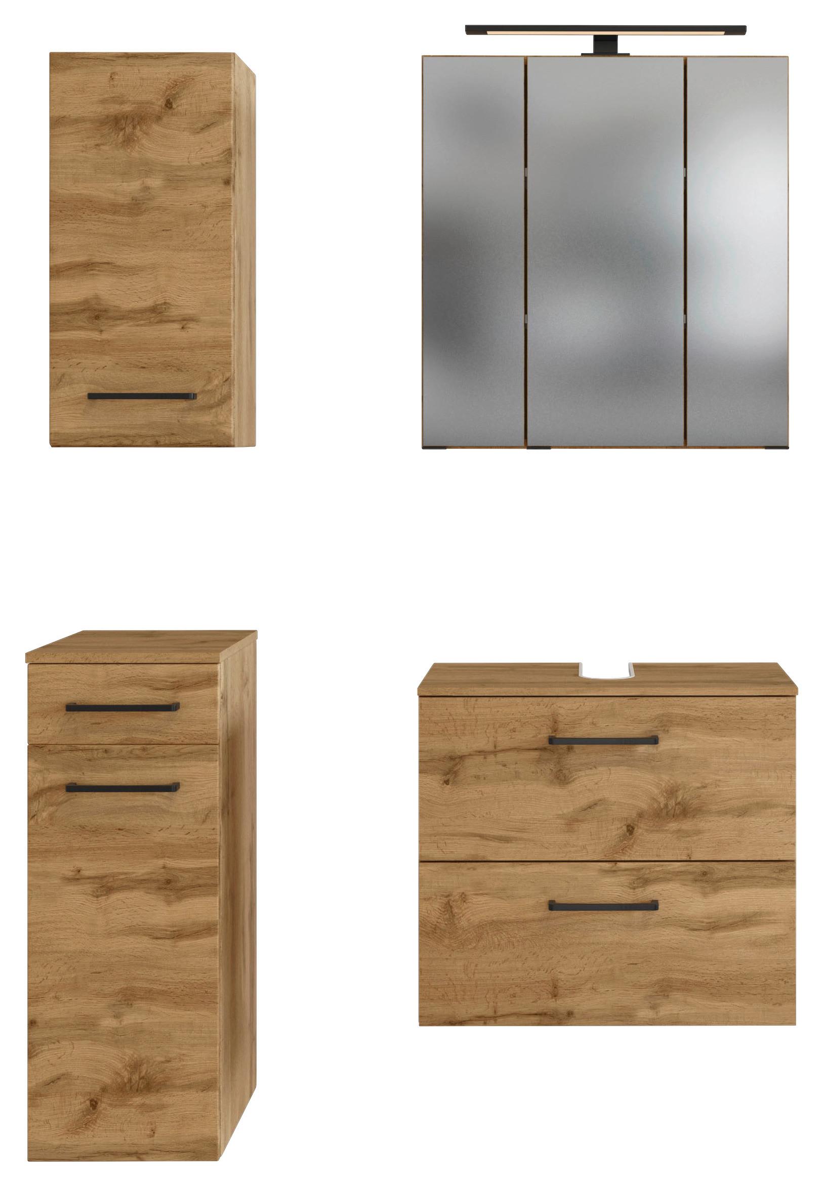 Badmöbel-Set Manchester B: 90 cm Eiche Wotan Dekor - Eichefarben, MODERN, Holzwerkstoff (90cm) - Held