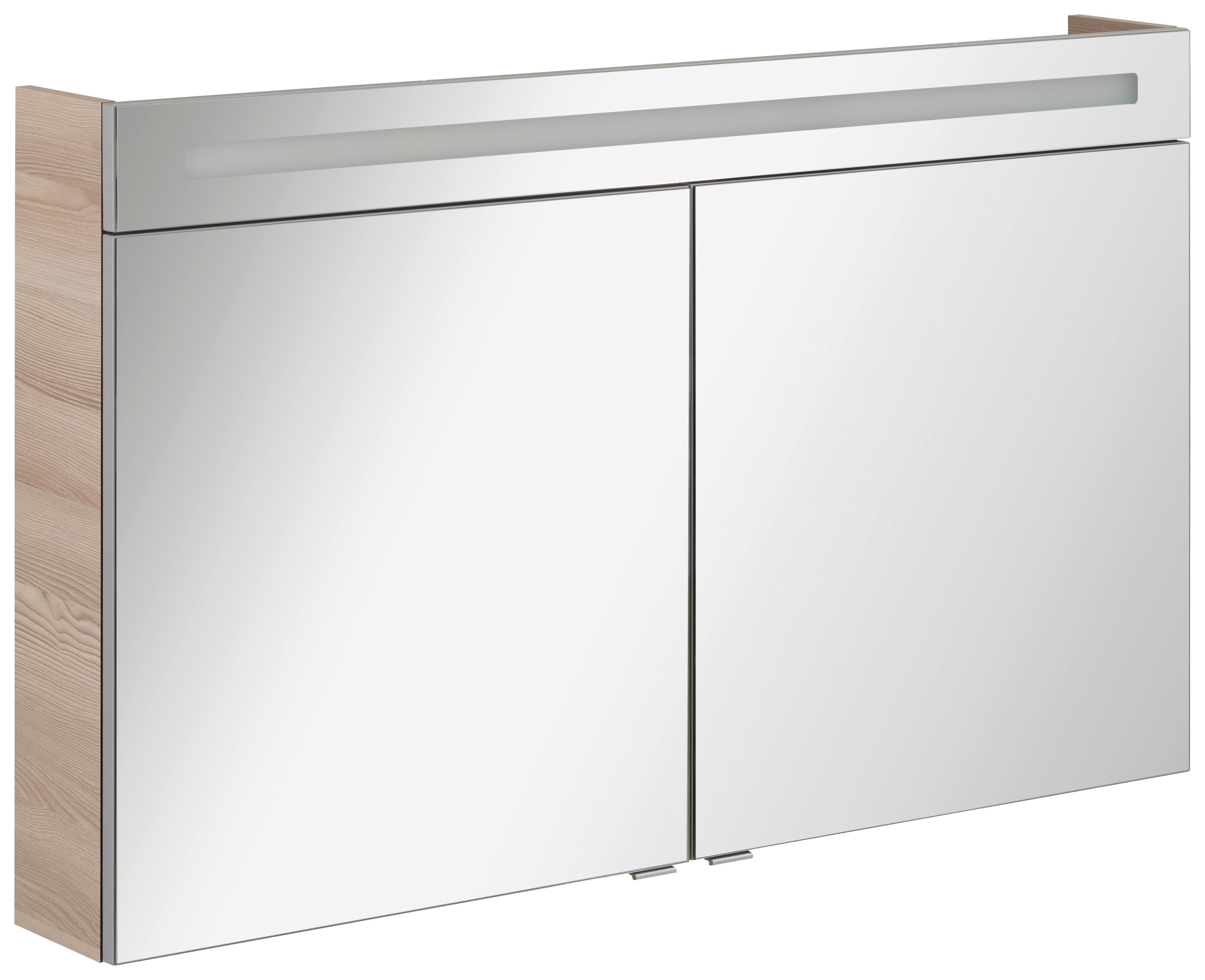Spiegelschrank B.Clever mit LED 2-türig BHT: 120x71x16 cm - Eschefarben, MODERN, Glas/Holzwerkstoff (120/71/16cm) - MID.YOU