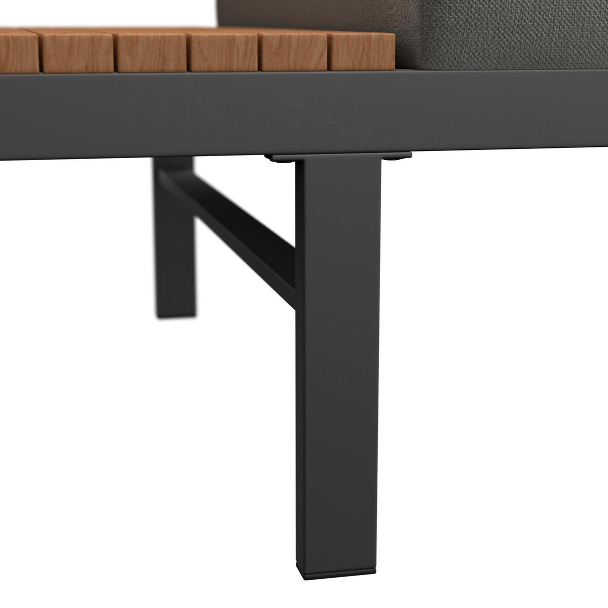 Loungegarnitur 4-Tlg. Zürich Holz/Metall/Glas mit Kissen - Naturfarben/Grau, MODERN, Glas/Holz (261/261cm) - Beldano