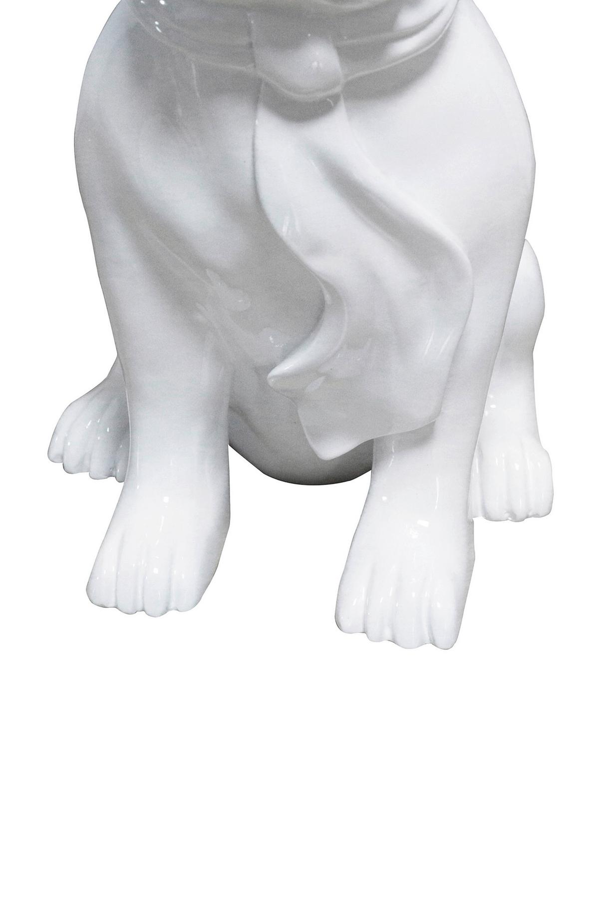 Skulptur Bulldog Weiß, 27x37 Cm - Weiß, Trend, Naturmaterialien/Stein (27/37/19cm) - Kayoom