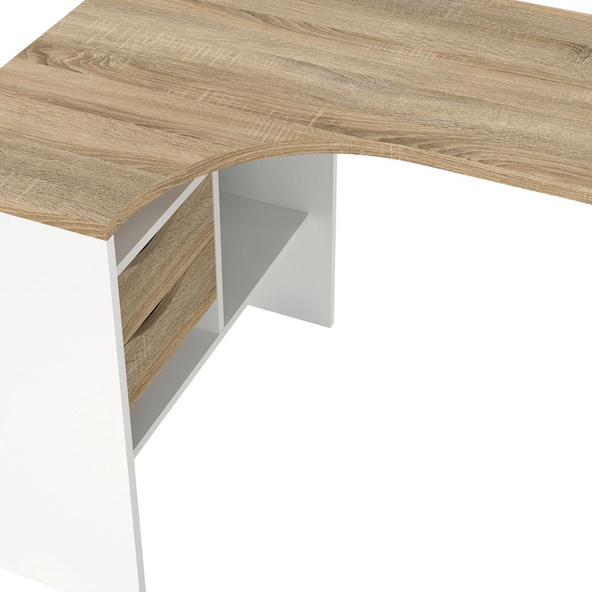 Eckschreibtisch Function Plus Ii, L: 145,1 Cm - Eichefarben/Weiß, MODERN, Holzwerkstoff/Metall (145,1/81/76,8cm) - MID.YOU