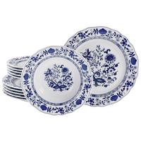 Tafelservice 12-Tlg. Flora Zwiebelmuster, Blau, Weiß - Blau/Weiß, Design, Keramik - Creatable