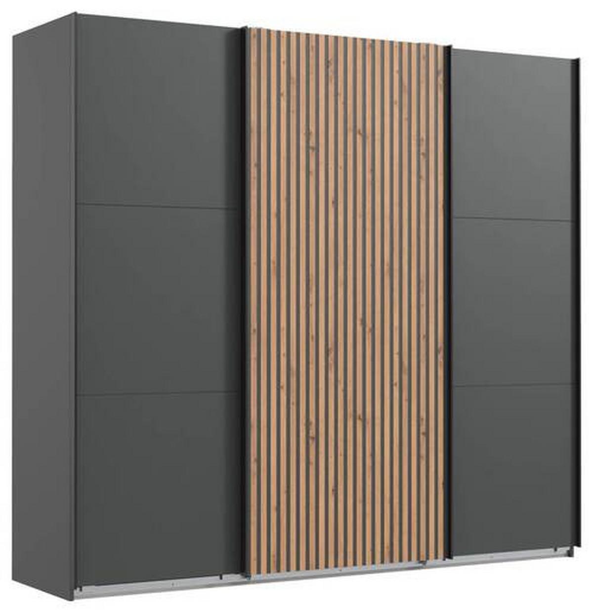 Schwebetürenschrank Andorra Eiche/Graphitfarben B: 300 cm - Eichefarben/Graphitfarben, MODERN, Holzwerkstoff (300/216/65cm) - MID.YOU