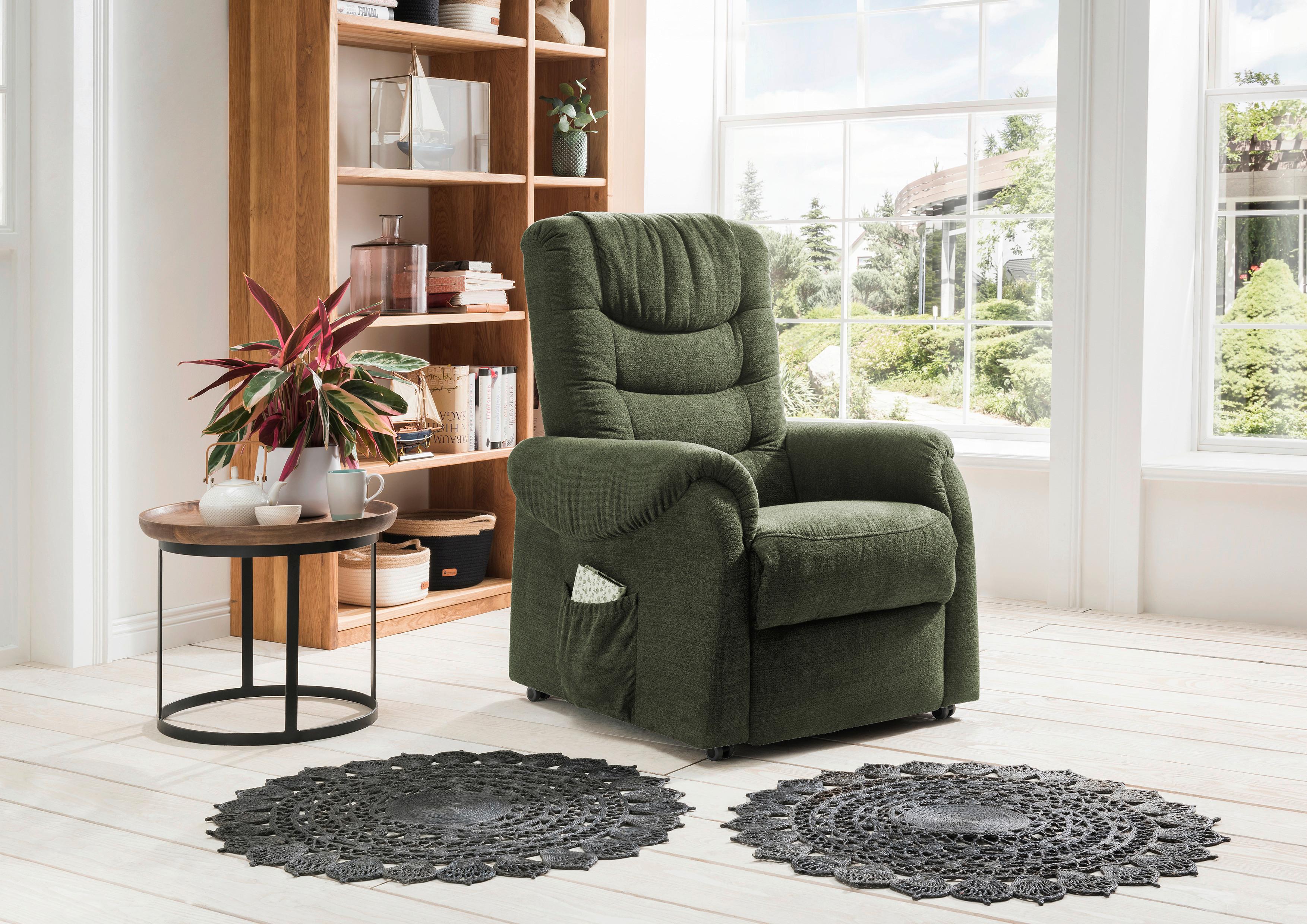 Fernsehsessel Nino Dunkelgrün B: 76 cm - Dunkelgrün/Schwarz, Design, Textil (76/106/94cm) - Livetastic