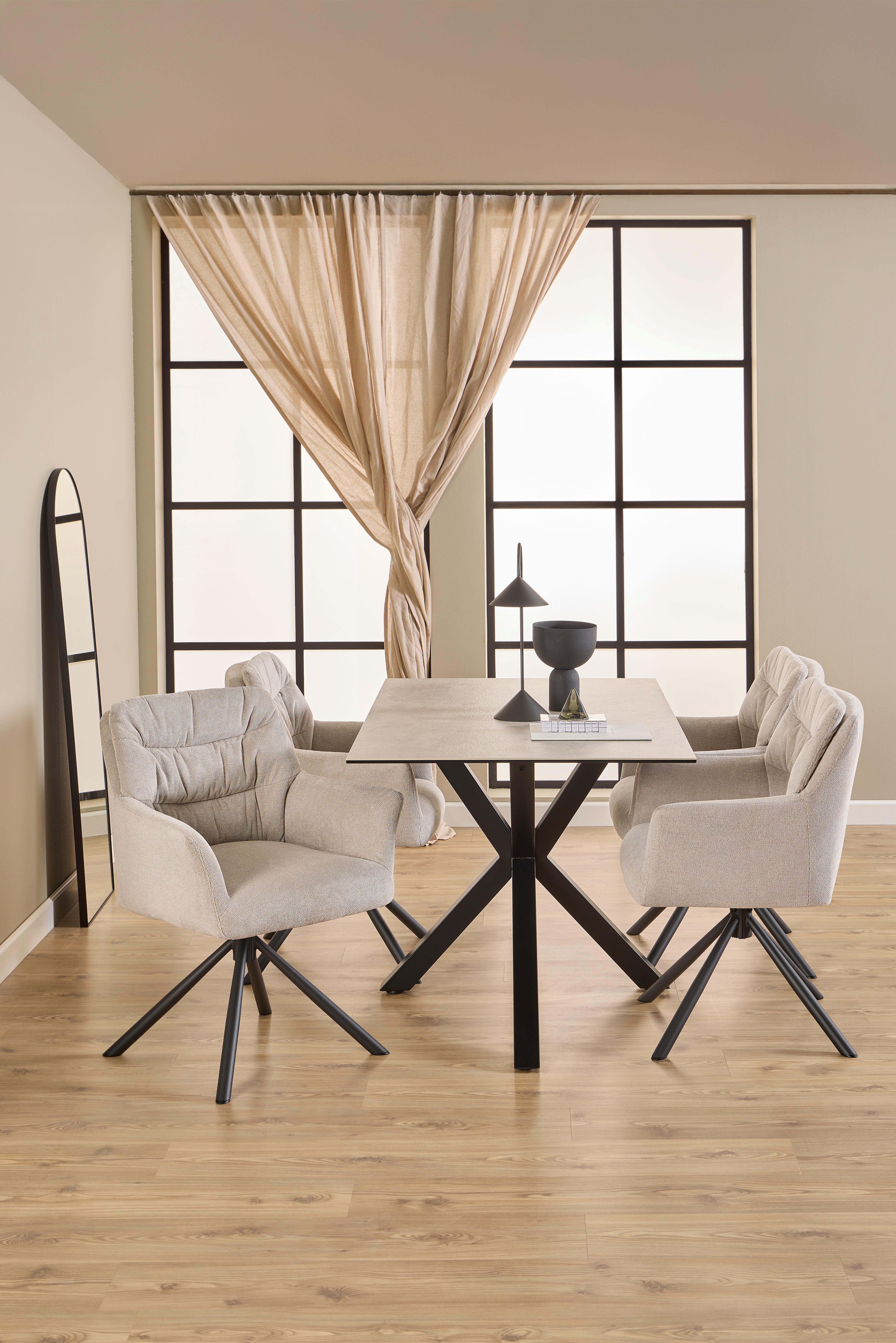 Jedálenský stôl keramika 135x80cm - čierna/sivá, Trend, kov/keramika (135/76/80cm) - MID.YOU