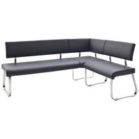Eckbank Schwarz Lederlook Arco 200x150 cm - Edelstahlfarben/Schwarz, Design, Textil/Metall (200cm) - Livetastic