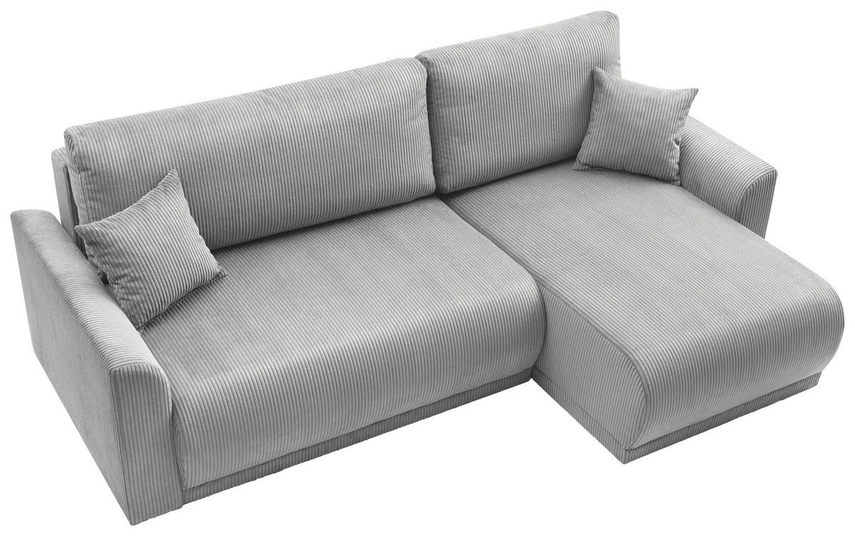 Rohová sedačka KIM L146, oboustranná, šedý manšestr - šedá, Moderní, dřevo (233/146cm)