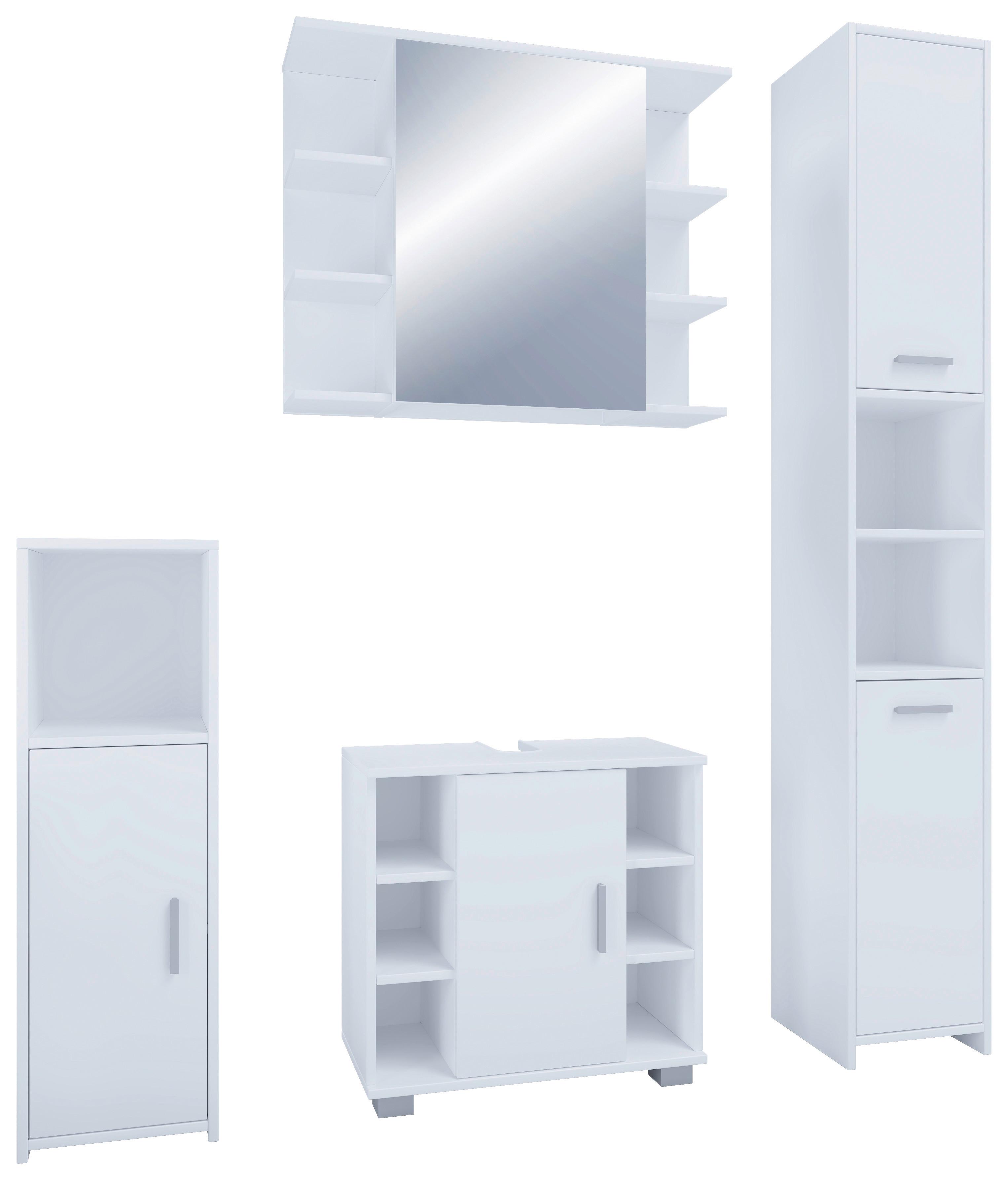 Badmöbel-Set 4-Tlg. Zalo B: 140 cm Weiß