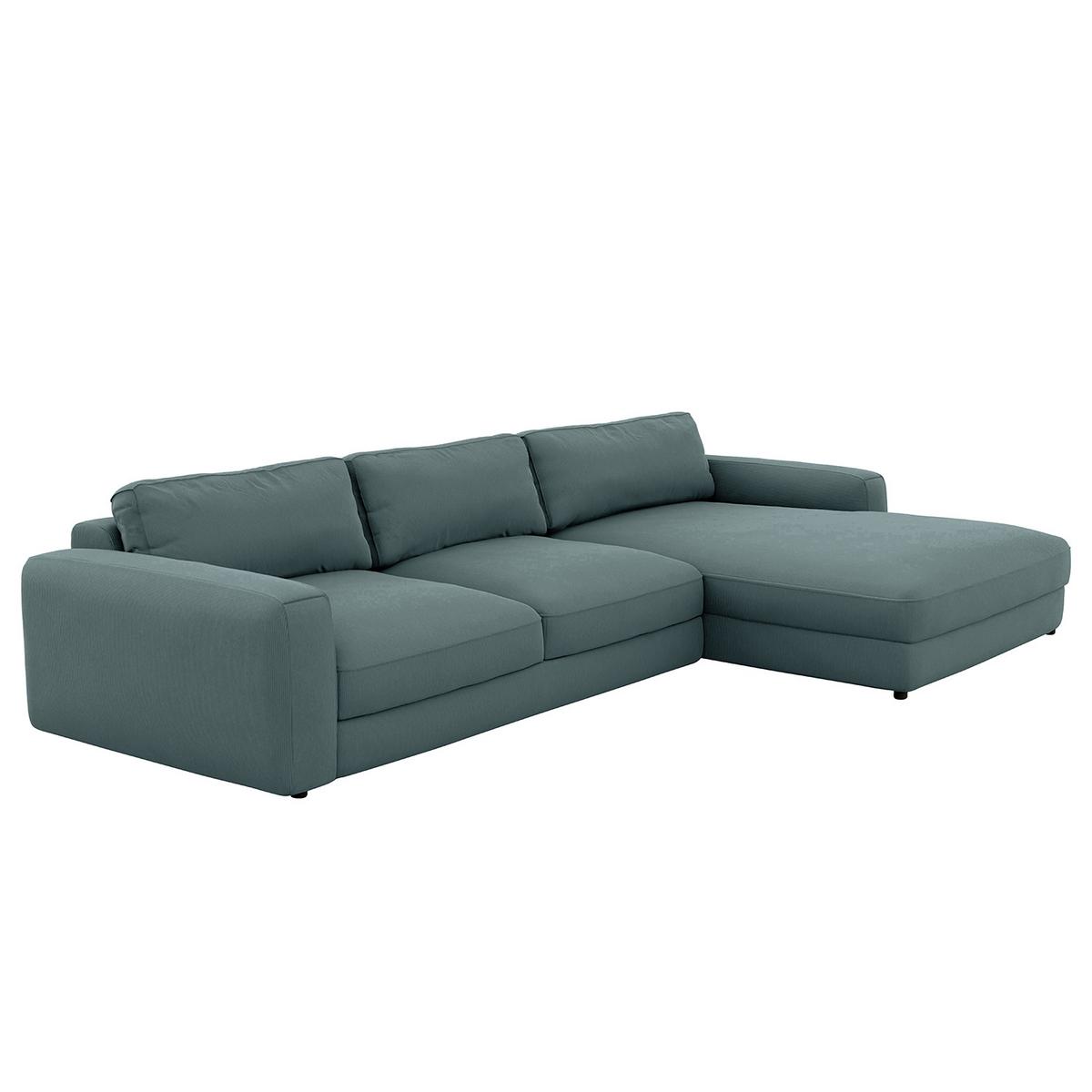 Ecksofa Bourbon Blaugrau S: 303x176 cm - Blaugrau/Schwarz, MODERN, Textil (303/176cm) - Trendmanufaktur
