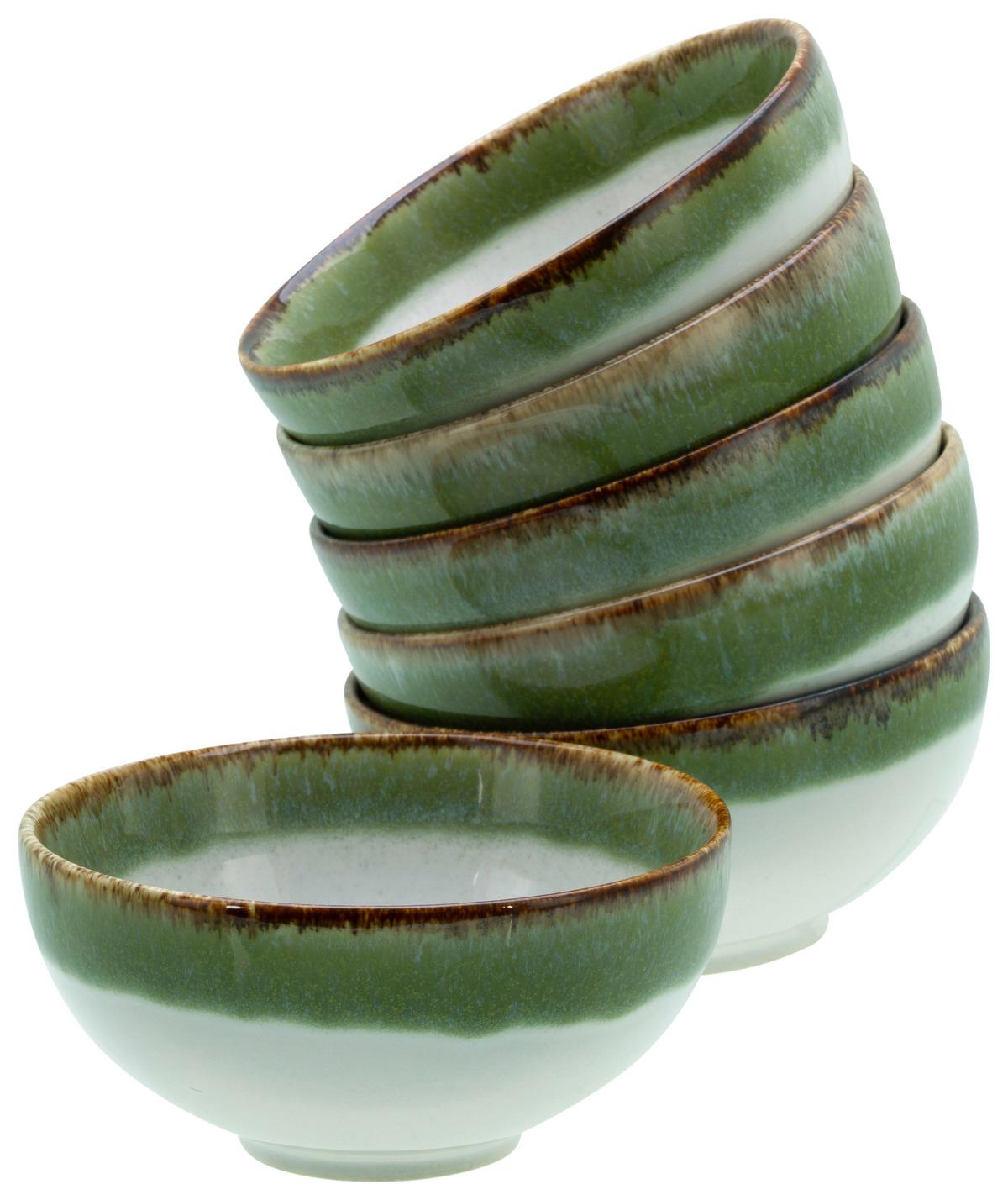 Dipschalenset 6 -Teilig. Cascade Steinzeug: Weiß/Grün - Weiß/Grün, Design, Keramik - Creatable