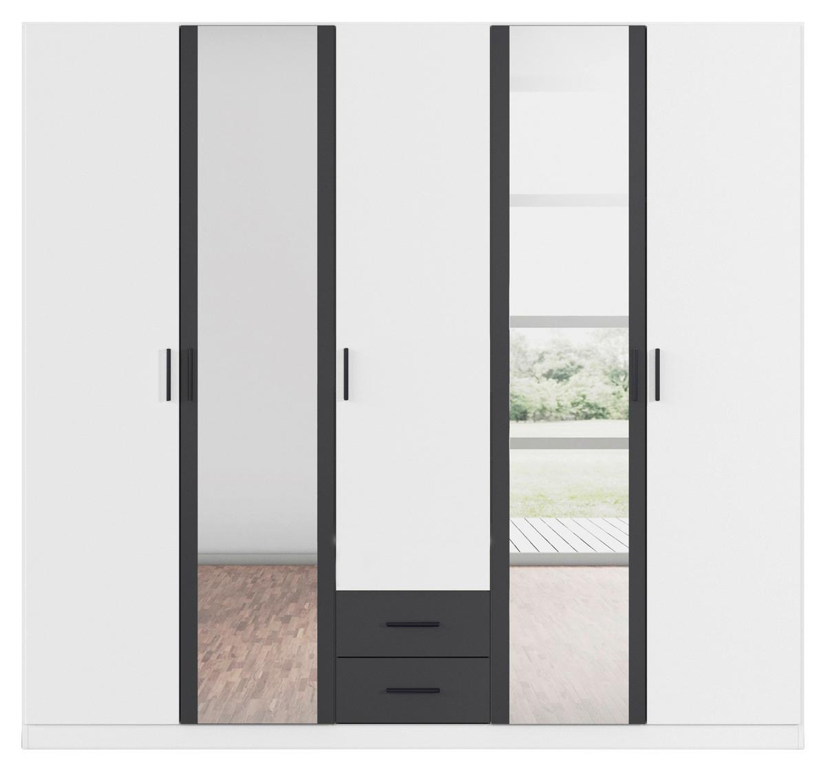 Drehtürenschrank 226cm Despina Alpinweiß Dekor - Weiß/Grau, KONVENTIONELL, Holzwerkstoff (226/210/54cm)