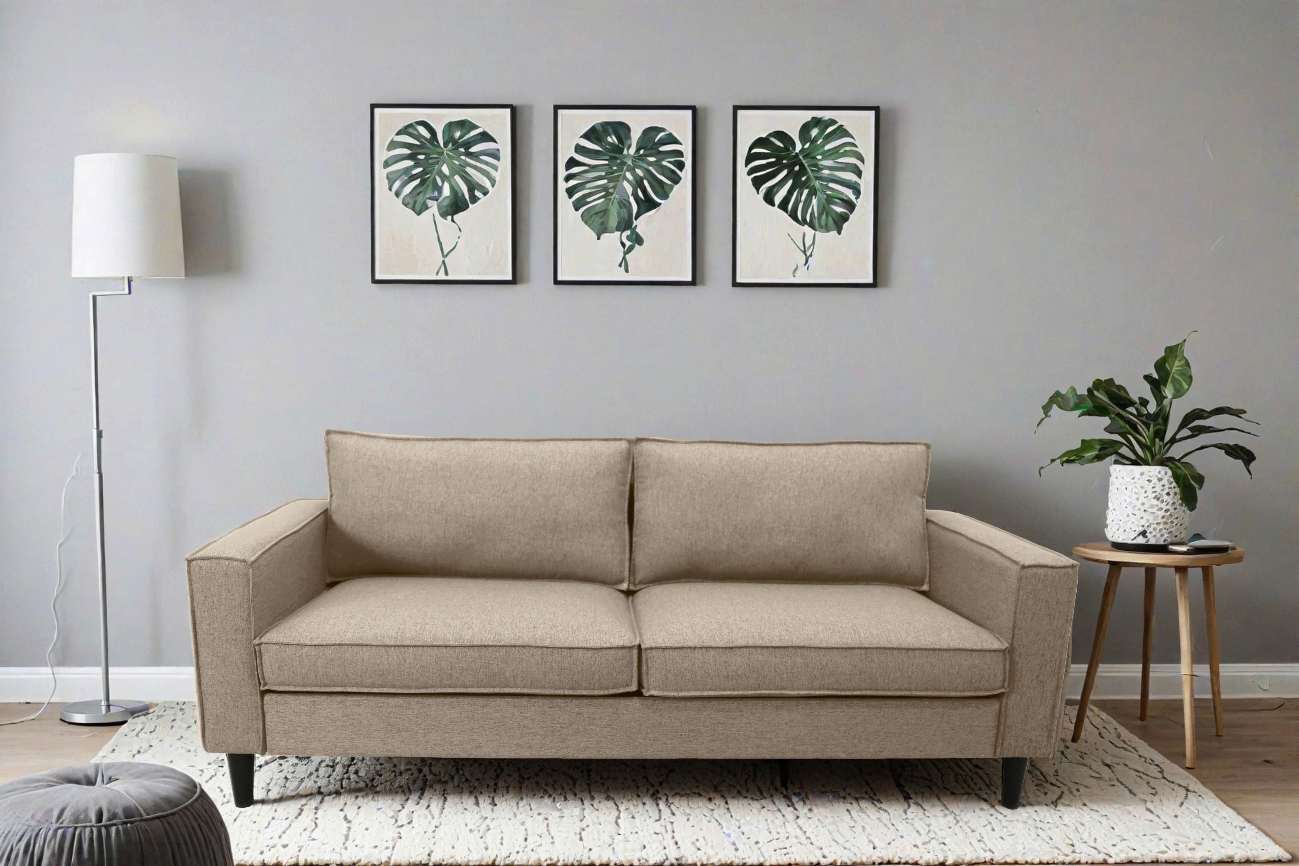 3-Sitzer-Sofa Beluna Beige B: 198,5 cm - Beige/Schwarz, Basics, Textil (198,5/84/83cm) - P & B