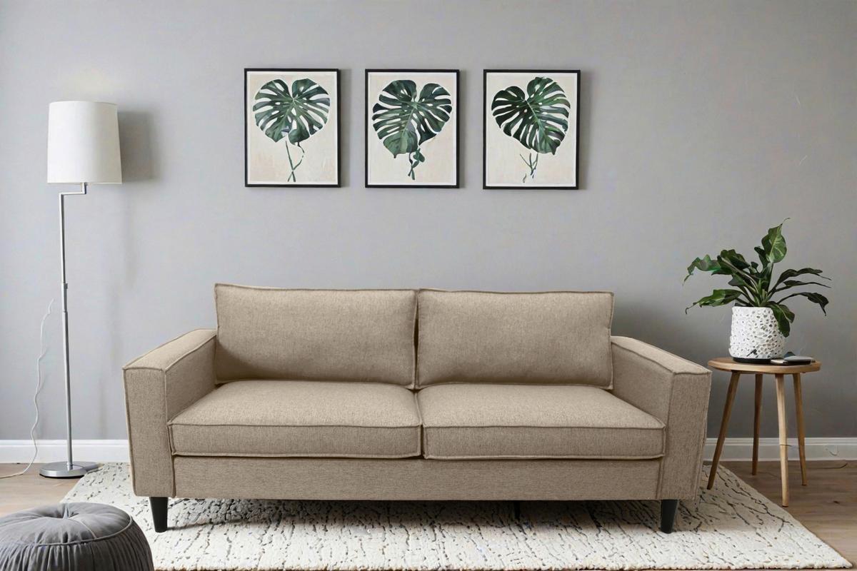 3-Sitzer-Sofa Beluna Beige B: 198,5 cm - Beige/Schwarz, Basics, Textil (198,5/84/83cm) - P & B