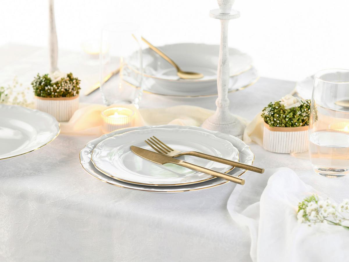 Kombiservice Maria Theresia Weiß, Goldfarben L: 44 cm - Goldfarben/Weiß, Basics, Keramik (44/28/33cm) - Creatable