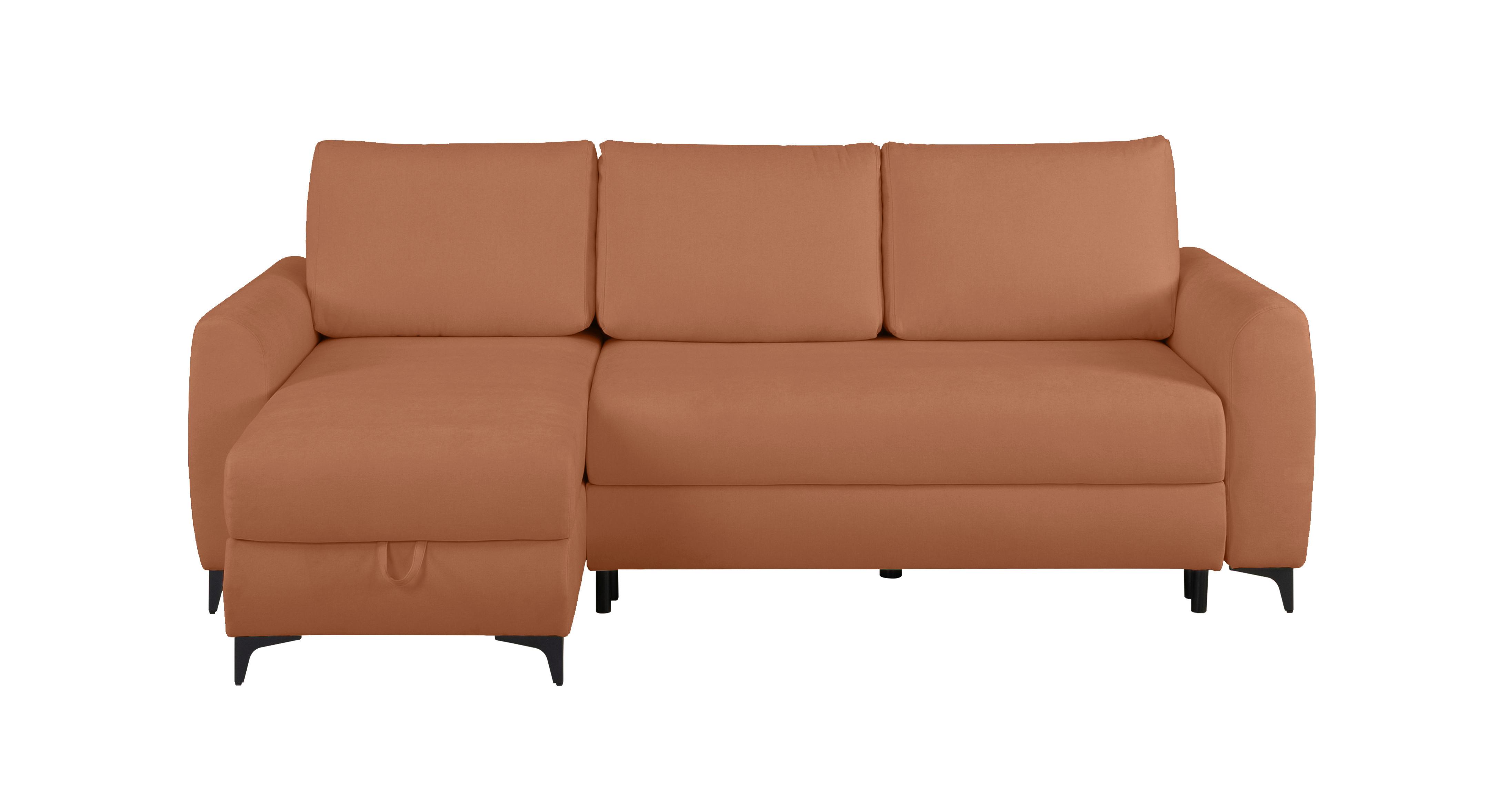 Ecksofa Moli, Rostfarben S: 236x148 cm - Rostfarben/Schwarz, Design, Textil (236/148cm) - MID.YOU