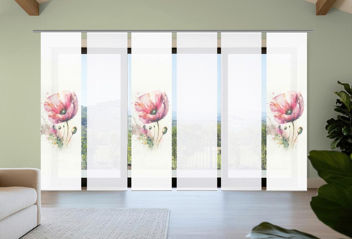 Flächenvorhang Meliora 6er Set - Salbeigrün/Rosa, Natur, Textil (60/245cm)