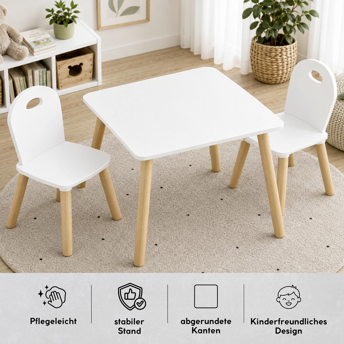 Kindersitzgruppe 3--teilig. Kiefer Weiß - Weiß, MODERN, Holzwerkstoff - Kesper