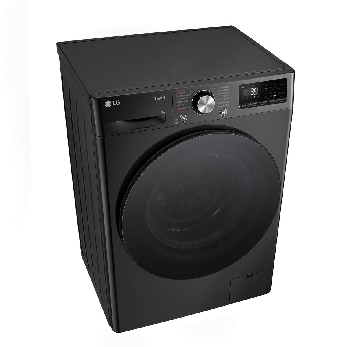 Waschmaschine F2v7slim9b 9 Kg Füllmenge, 1160 U/min - Schwarz, Basics, Metall (60/85/47,5cm) - LG