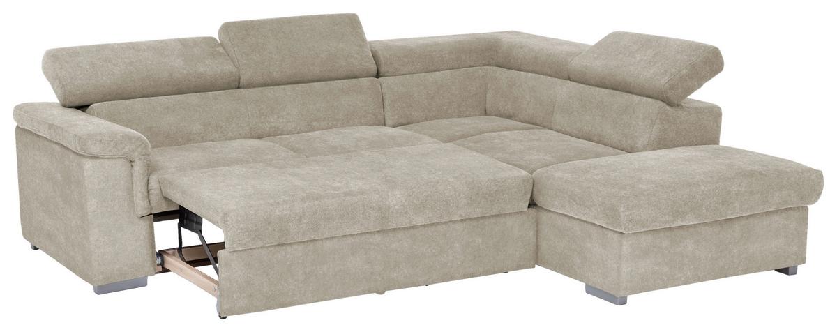 Sedací souprava MILLA platinum pravý roh - béžová, Basics, dřevo/textil (252/217cm)