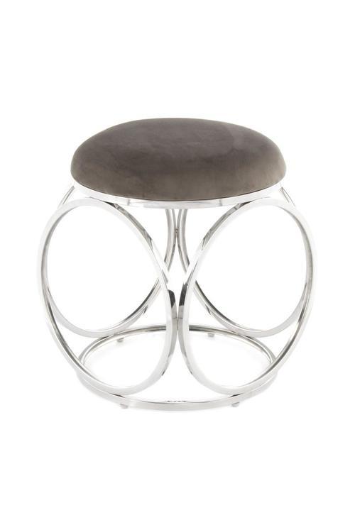 Hocker Whitney 325 Silberfarben/Grau B: 40 cm - Silberfarben/Grau, Design, Textil/Metall (40/49/40cm) - Kayoom