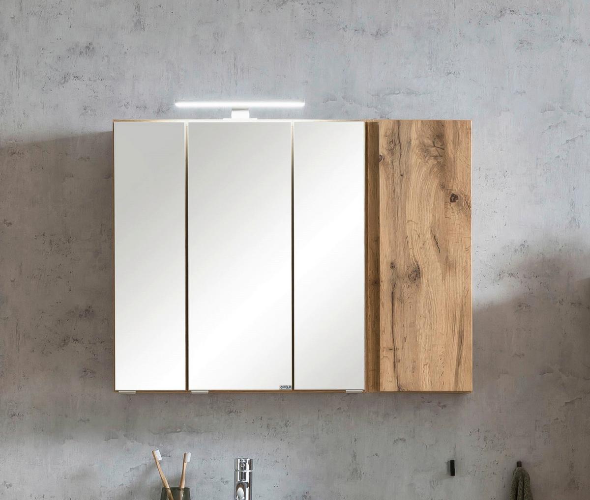 Spiegelschrank Varese B: 85 cm Wotaneiche Dekor - MODERN, Glas/Holzwerkstoff (85/64/20cm) - Held