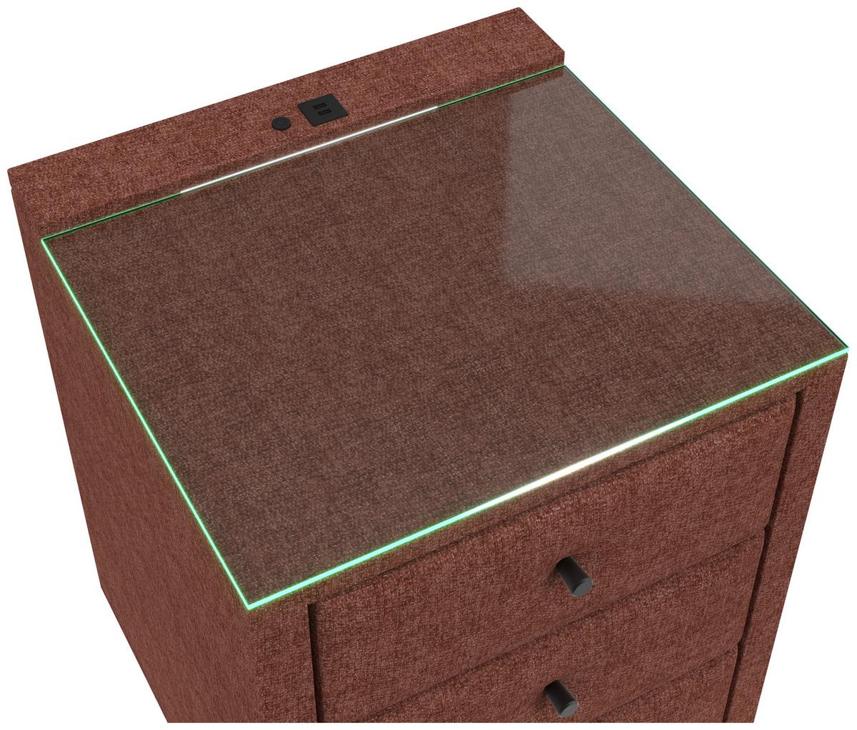 Nočný stolík UNIVERSAL červená - červená, Konventionell, kompozitné drevo/textil (48/68/45,5cm) - Premium Living