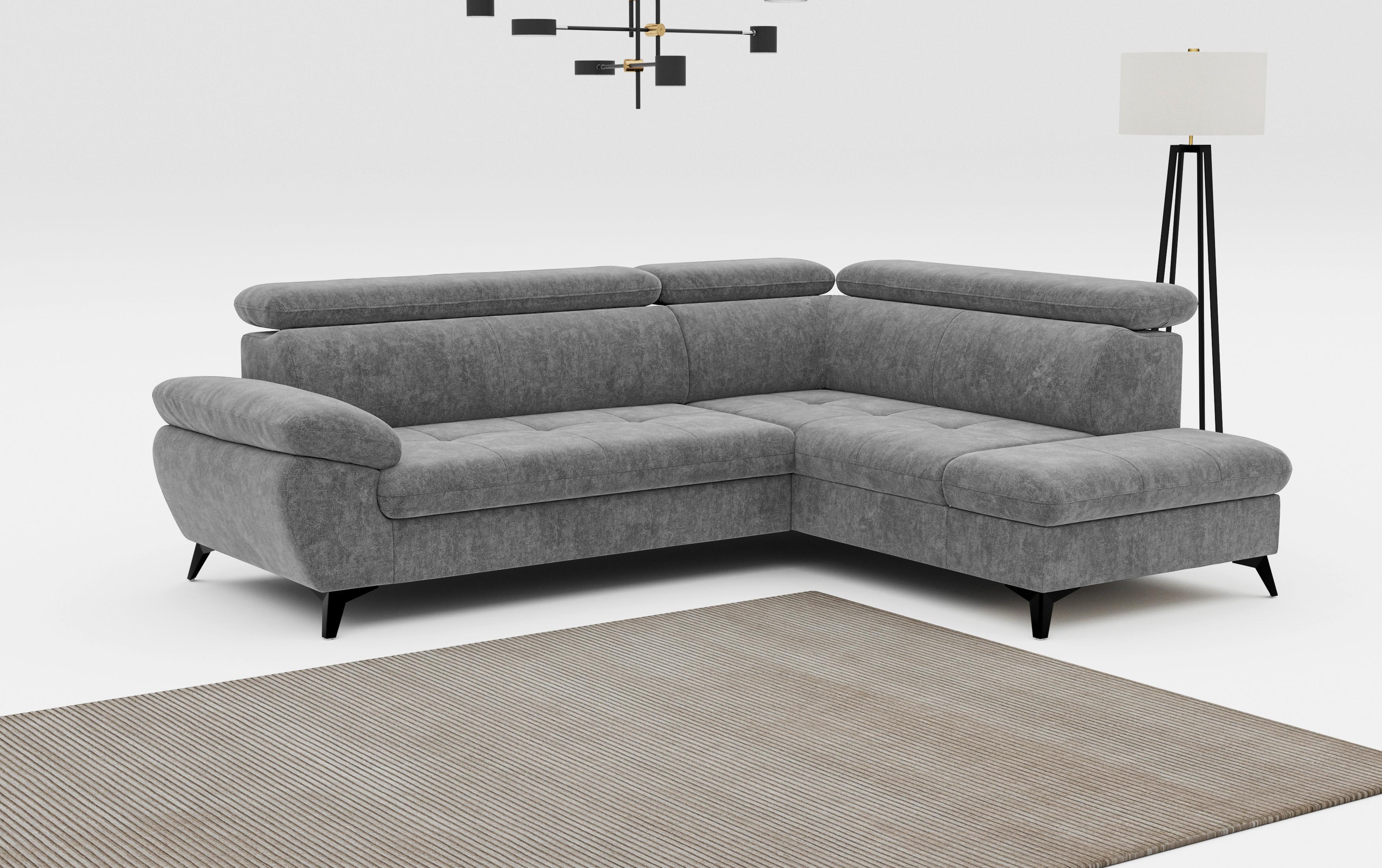 Ecksofa mit Bettkasten Hudson 265x207 cm Grau - Schwarz/Grau, Textil (265/207cm) - MID.YOU