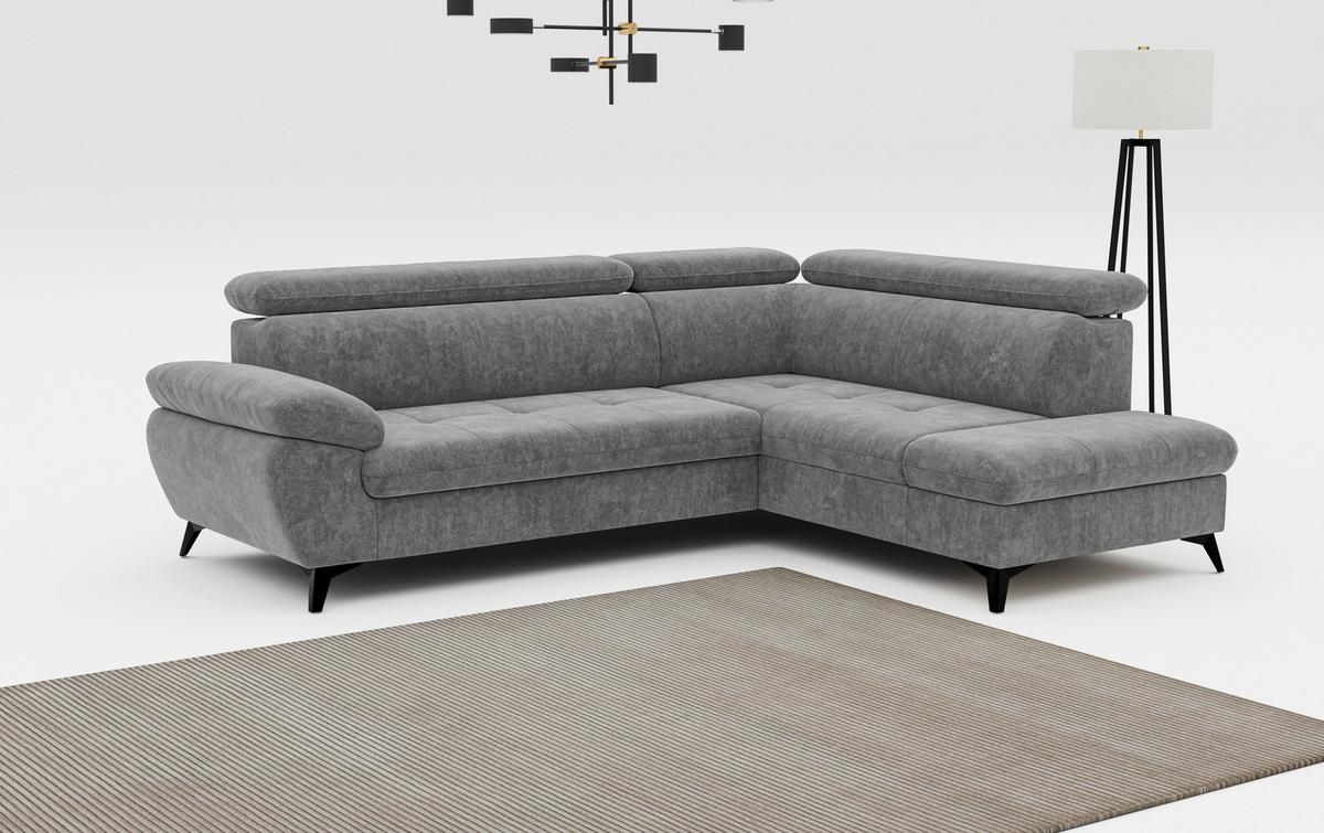 Ecksofa mit Bettkasten Hudson 265x207 cm Grau - Schwarz/Grau, Textil (265/207cm) - MID.YOU