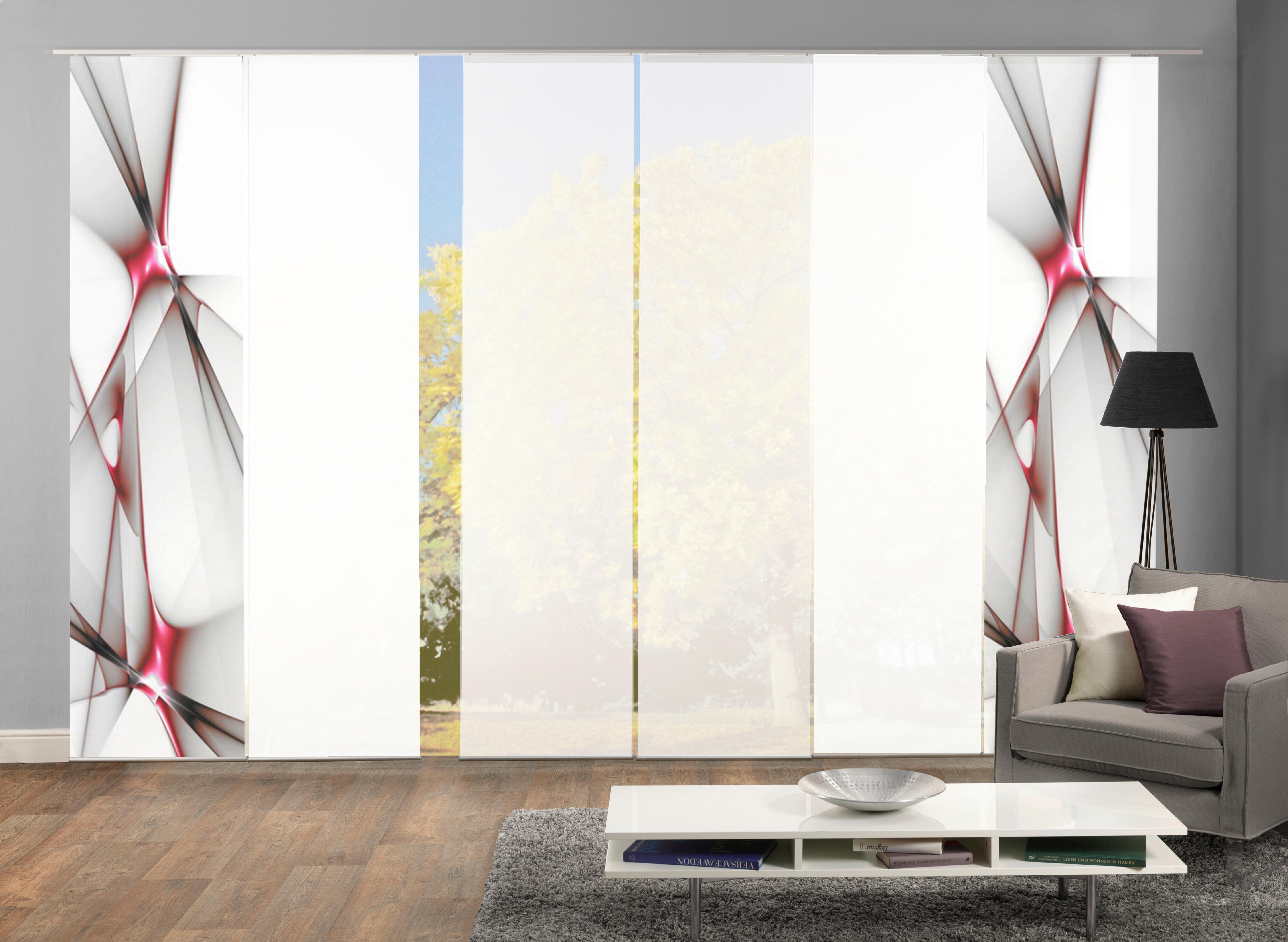 Flächenvorhang 6-Tlg. Franklin B: 60 cm, Rot/Schwarz/Weiß