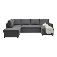 Sedací souprava MARTINA U, levá, antracitový manšestr - antracitová, Moderní, kov/dřevo (204/276/146cm) - Mömax