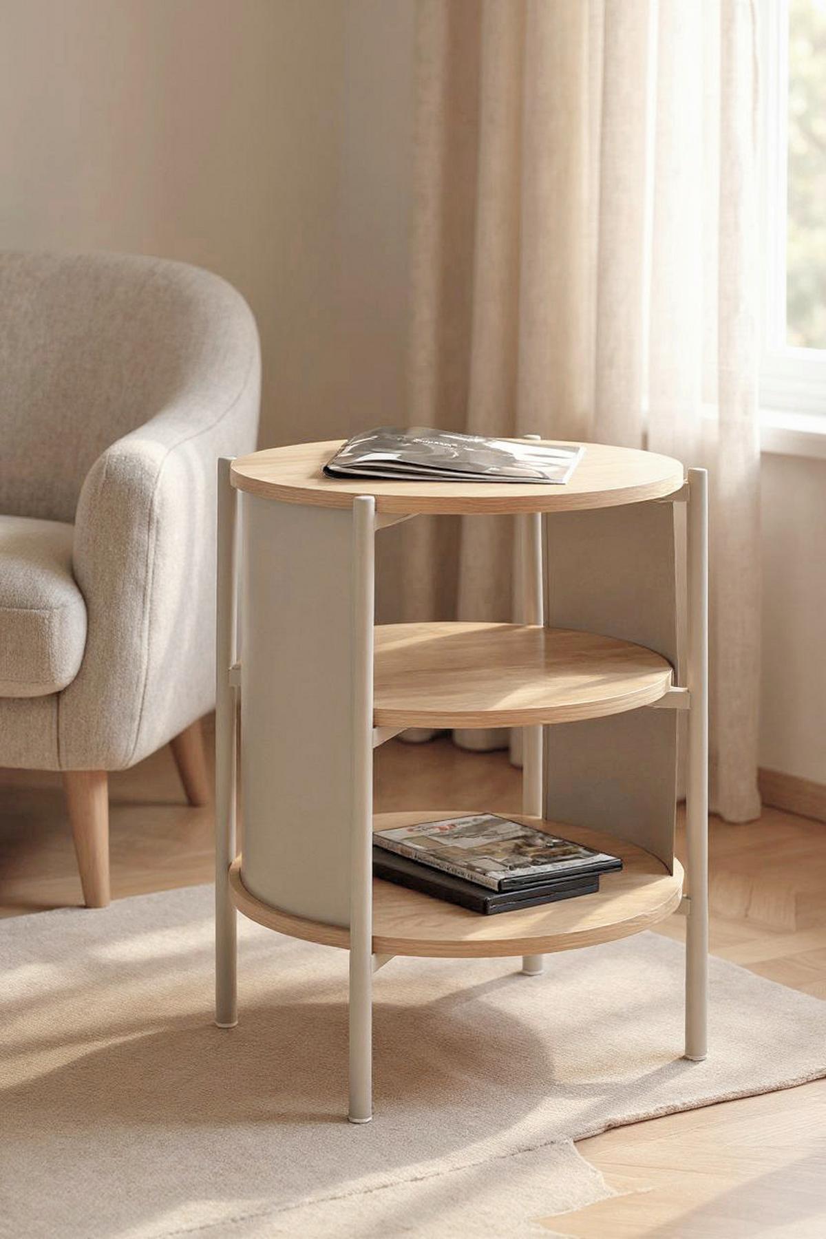 Príručný stolík Memphis, š: 40 cm - kašmírová/farba duba, Trend, kov/kompozitné drevo (44/60cm)