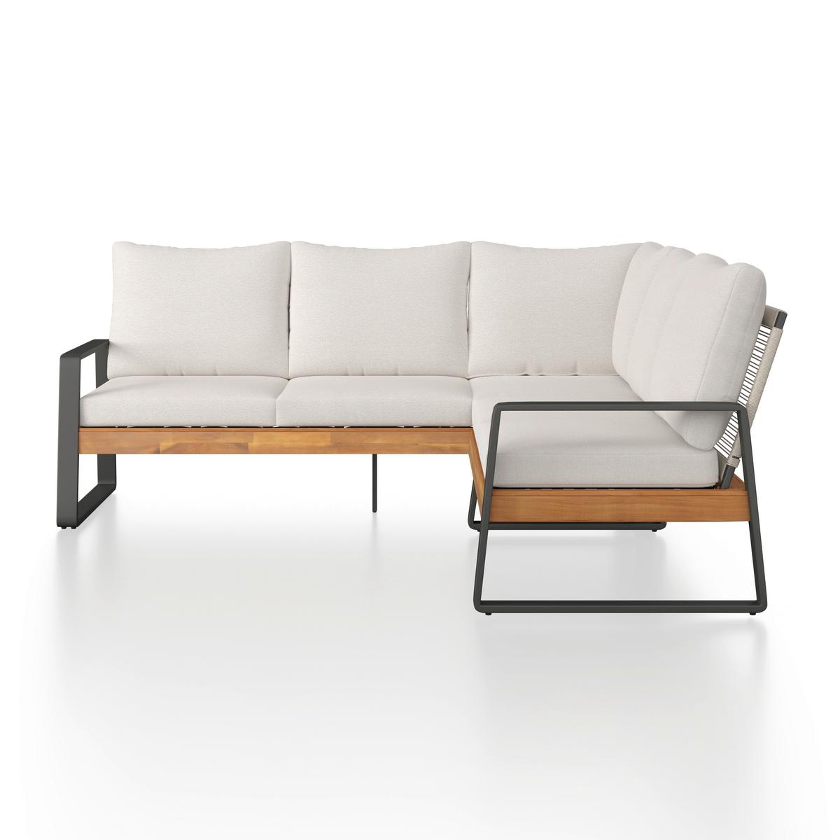 JEDÁLENSKÁ TERASOVÁ SÚPRAVA ALEXA - krémová/farba tíku, Modern, kov/drevo (208,5/81/85,5cm) - Bessagi Garden