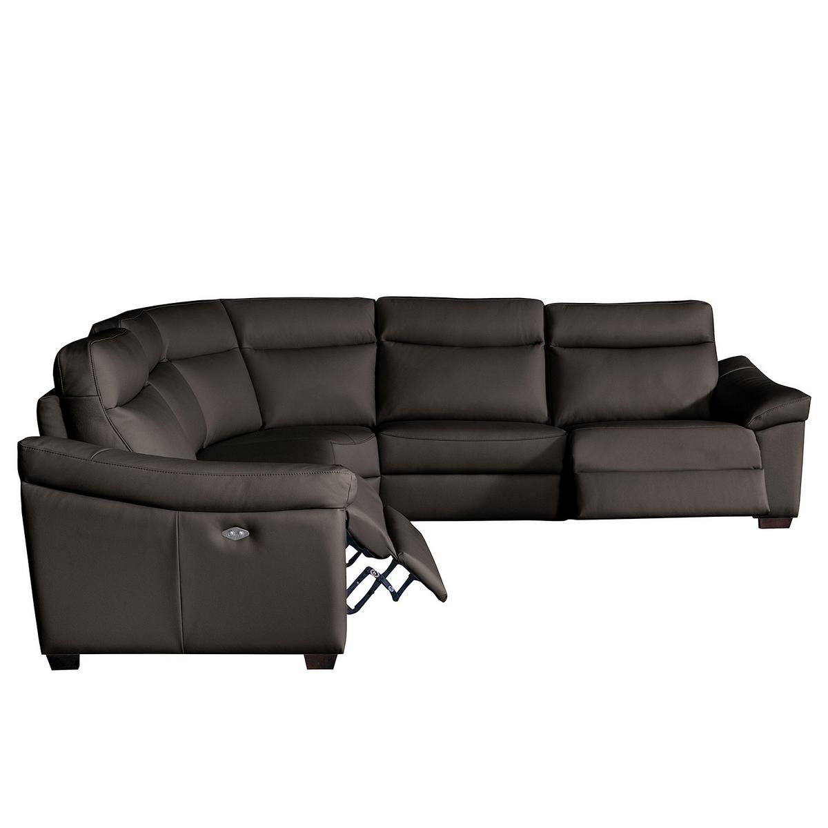 Ecksofa Dakar Braun B: 299x299 Cm - Schwarz/Braun, Design, Leder (299/299cm) - Livetastic