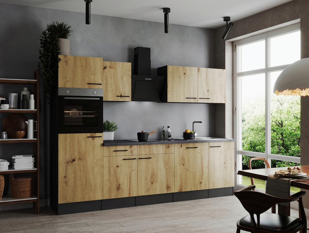 Küchenblock Oliver Artisan Dekor B: 280 cm - Eiche Artisan/Grau, Design, Holzwerkstoff (280cm) - Respekta