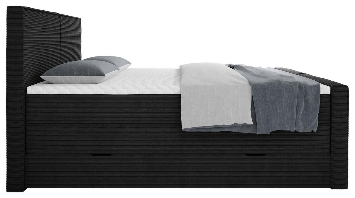 Boxspringbett Rodi Schwarz LF: 160x200 cm - Schwarz, MODERN, Textil (160/200cm) - Livetastic