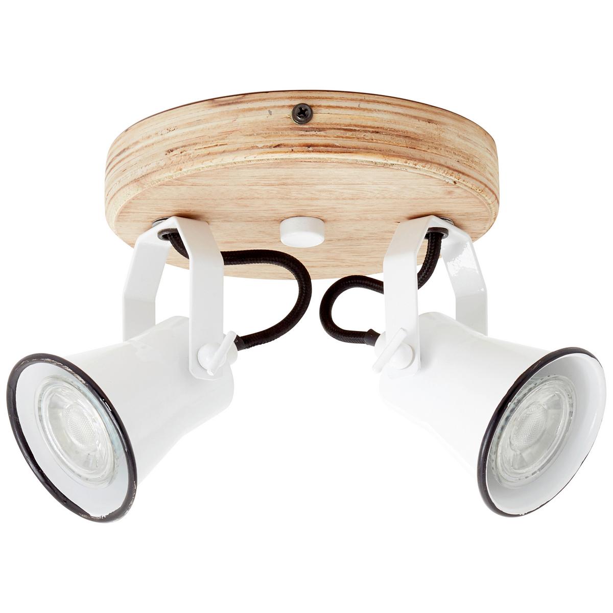 Deckenleuchte Seed L: 16 Cm Schwenkbar - Weiß, Natur, Holz/Metall (16/13/23cm) - Brilliant