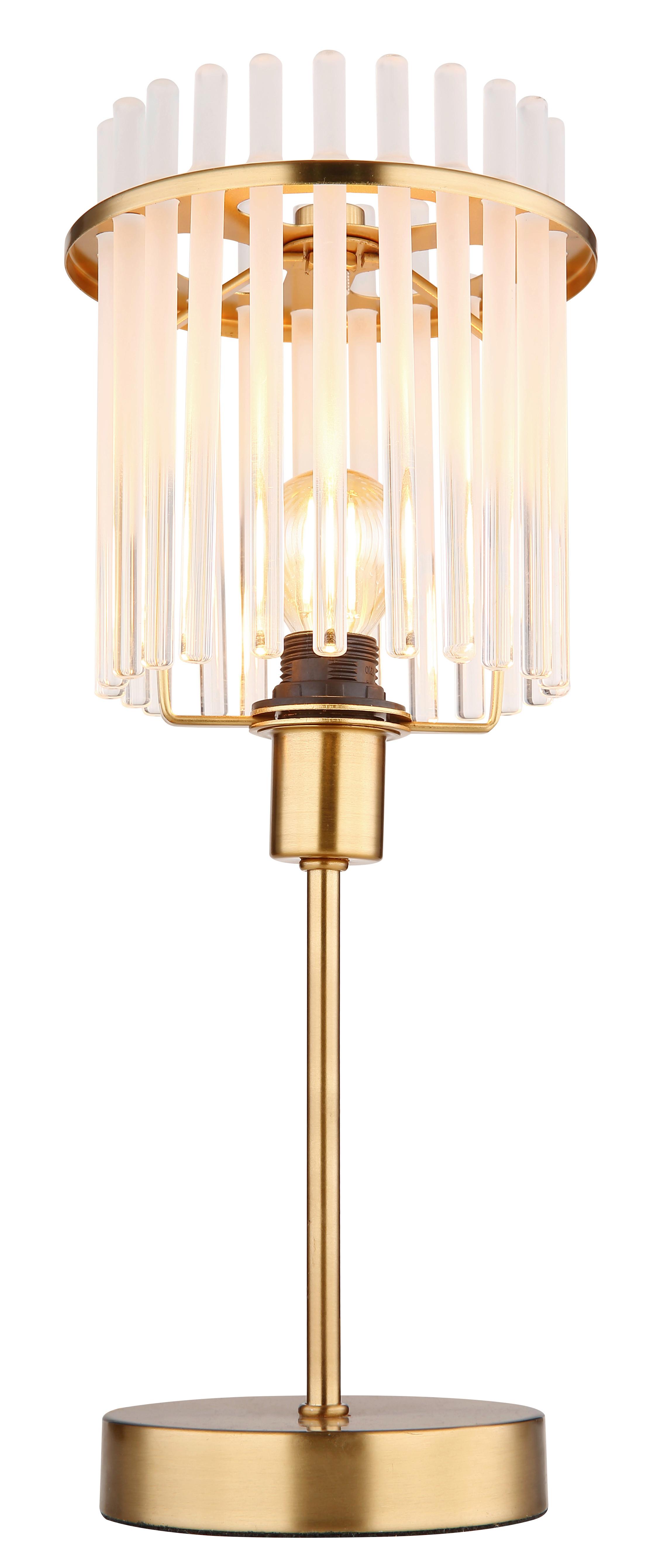 Tischleuchte 15698tm - Klar/Goldfarben, KONVENTIONELL, Glas/Textil (15/37,5cm) - Globo