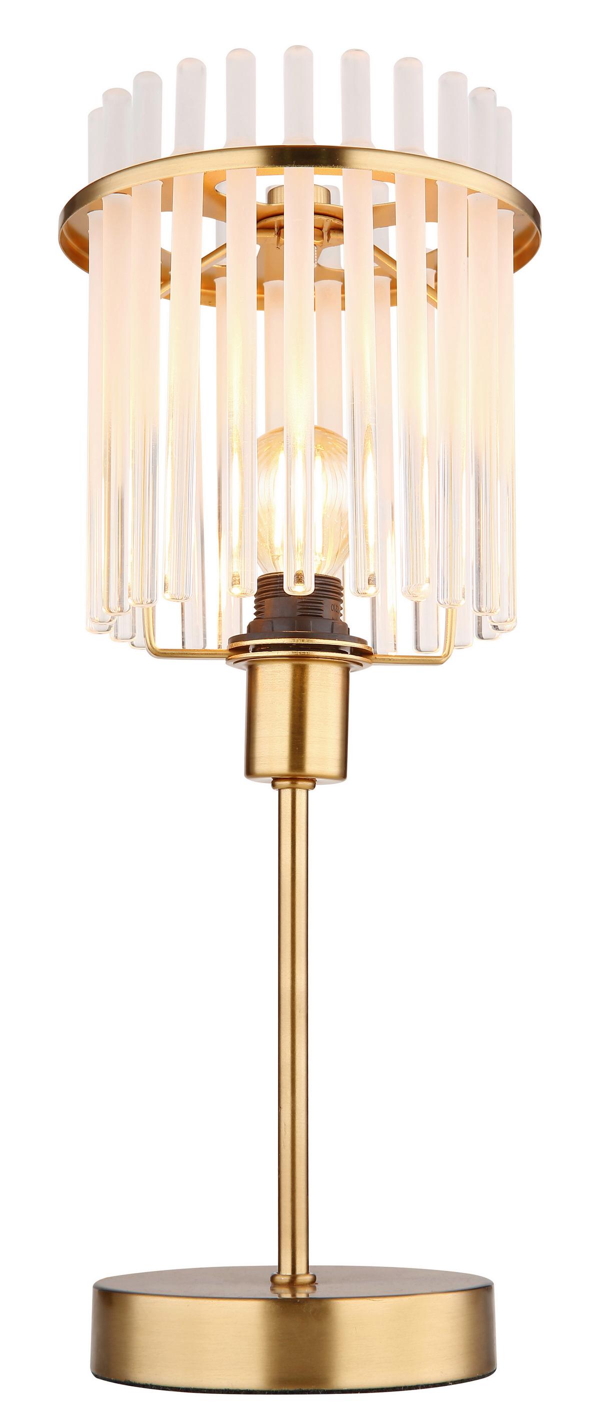 Tischleuchte 15698tm - Klar/Goldfarben, KONVENTIONELL, Glas/Textil (15/37,5cm) - Globo