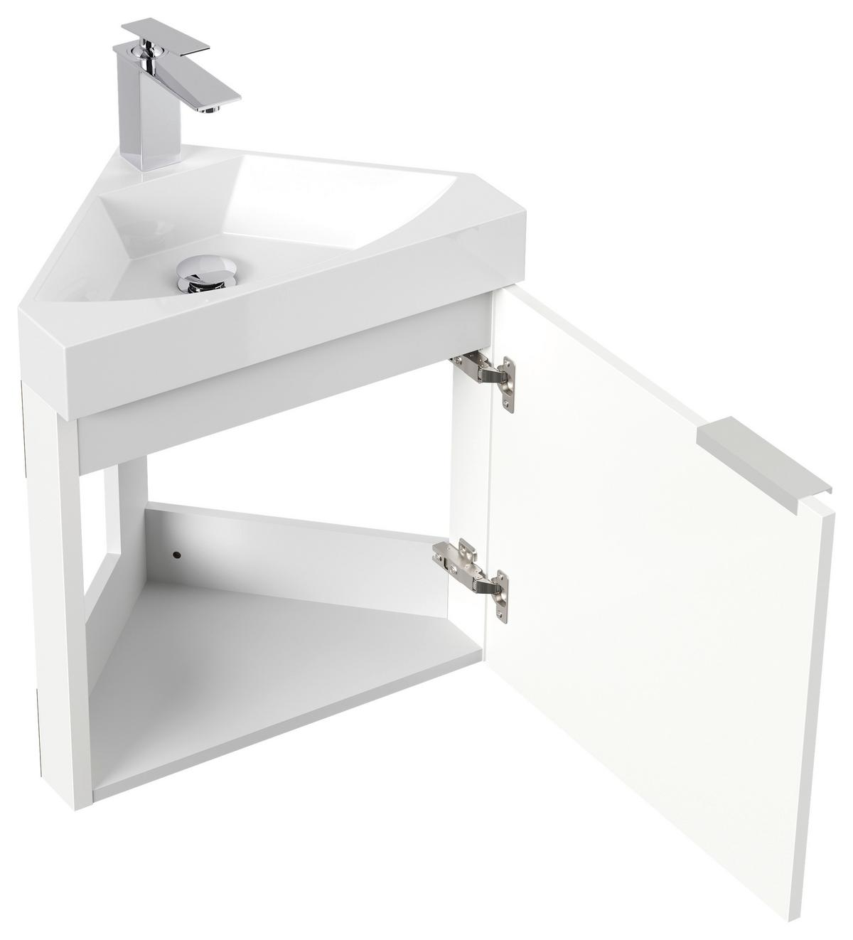 Gästebad Delta Weiß Hg B: 52,3 cm - Weiß Hochglanz, MODERN, Holzwerkstoff/Stein (52,3cm) - MID.YOU