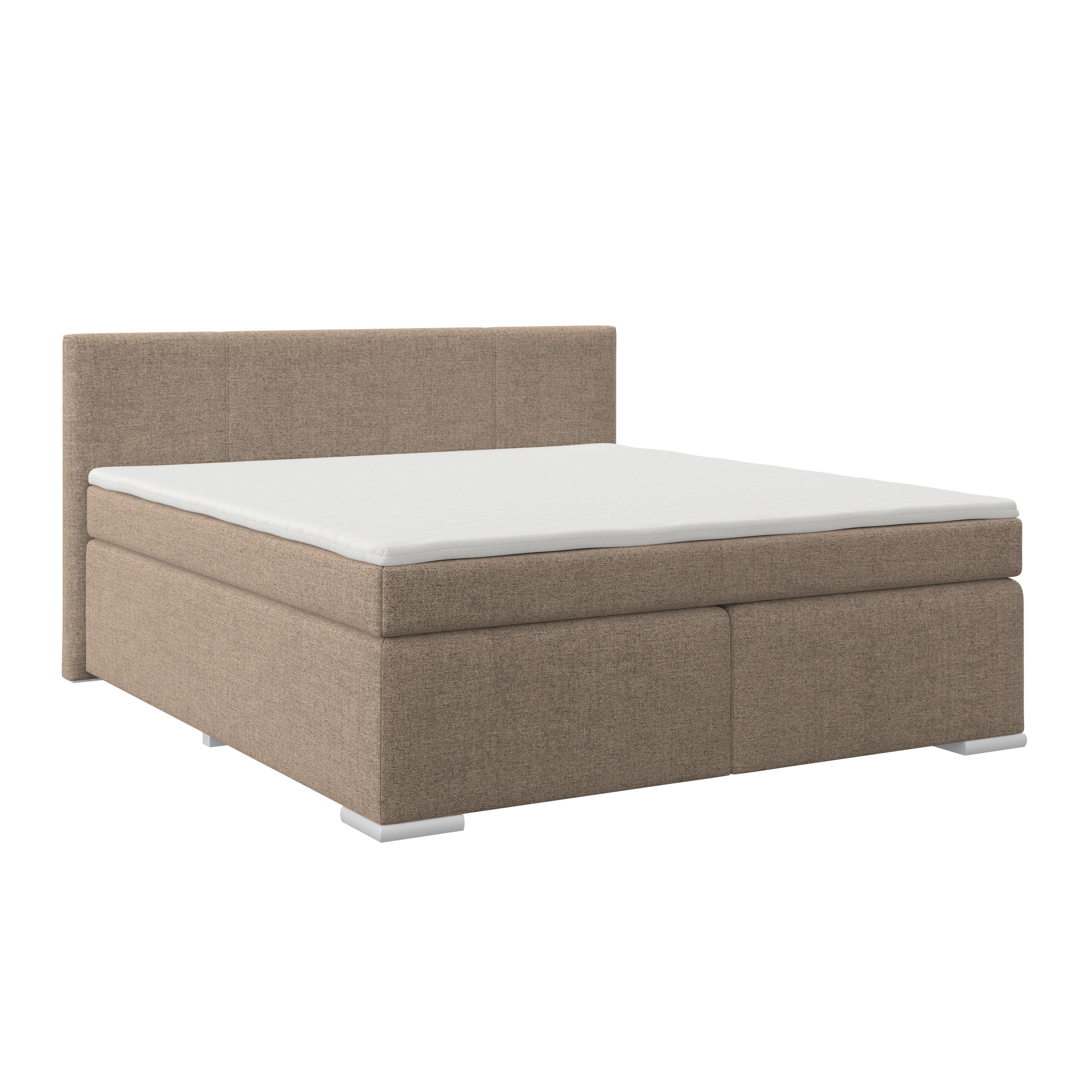 Boxspringbett Mira I Nordic, Lf: 160x200 cm - Alufarben/Cappuccino, Basics, Textil (160/200cm)