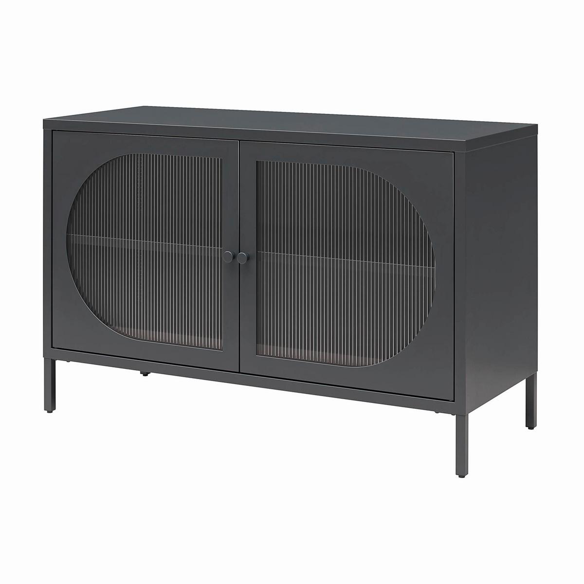 Kommode Luna Schwarz B: 100cm - Schwarz, Design, Glas/Metall (100/64/40cm) - MID.YOU
