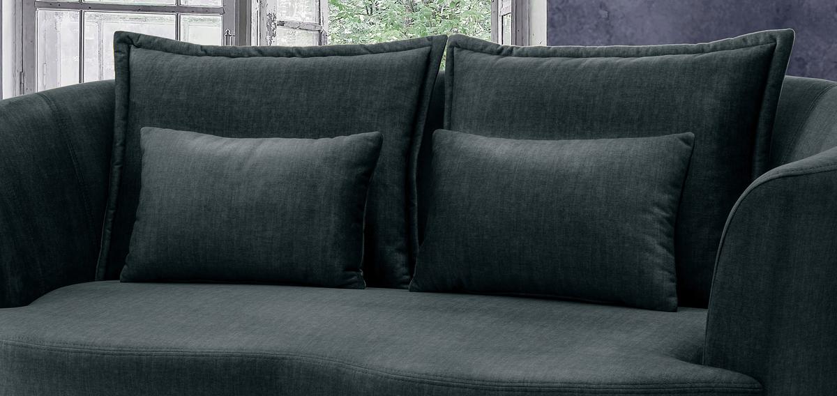 2-Sitzer-Sofa Blau Velours, Rücken Echt B: 179 cm - Blau/Schwarz, MODERN, Textil (179/85/101cm) - Livetastic