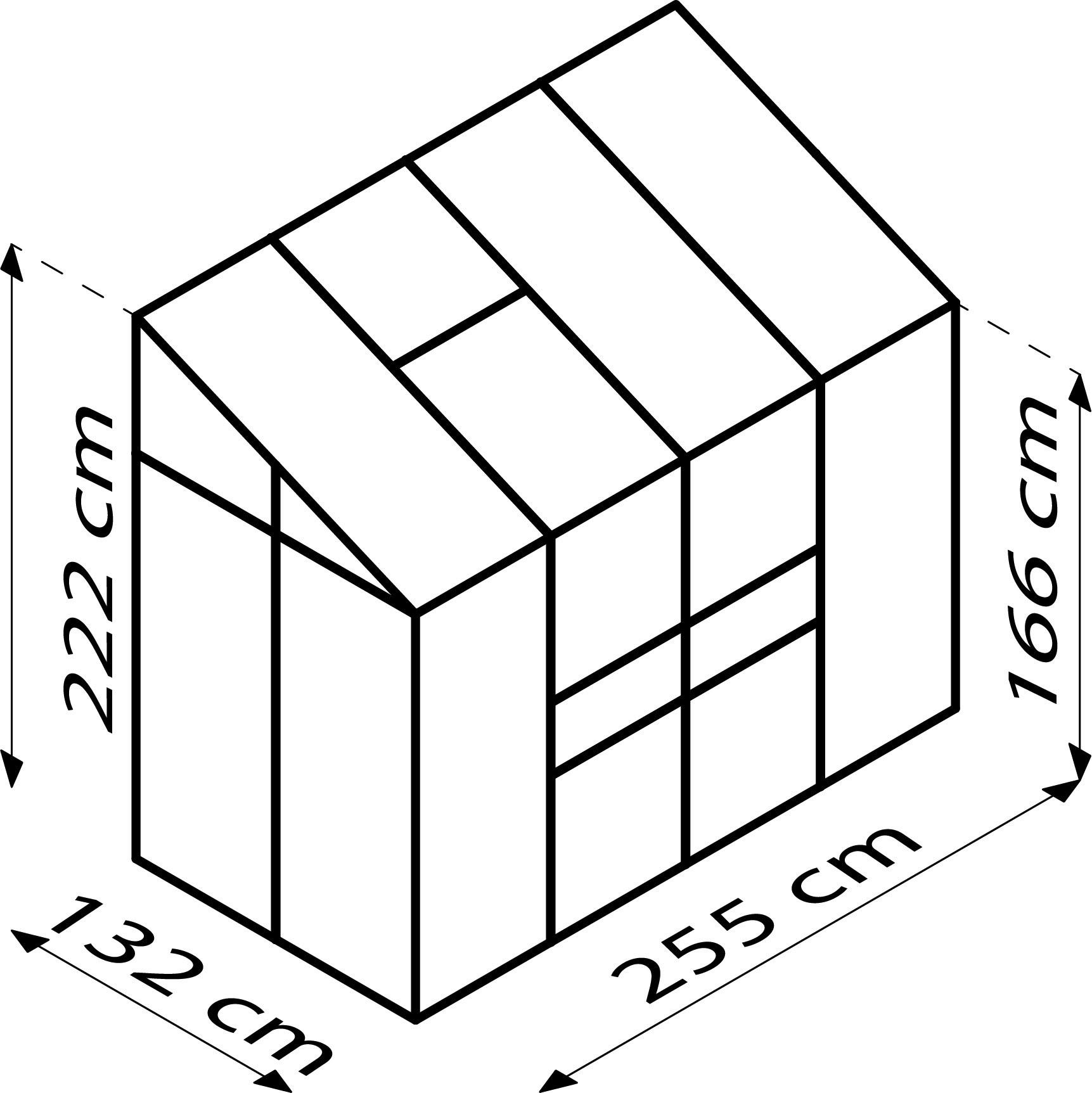 Anlehn-gewächshausbausatz Ida 3300 Hkp 4mm, Alu - Alufarben, Basics, Metall (255/222/131,5cm)