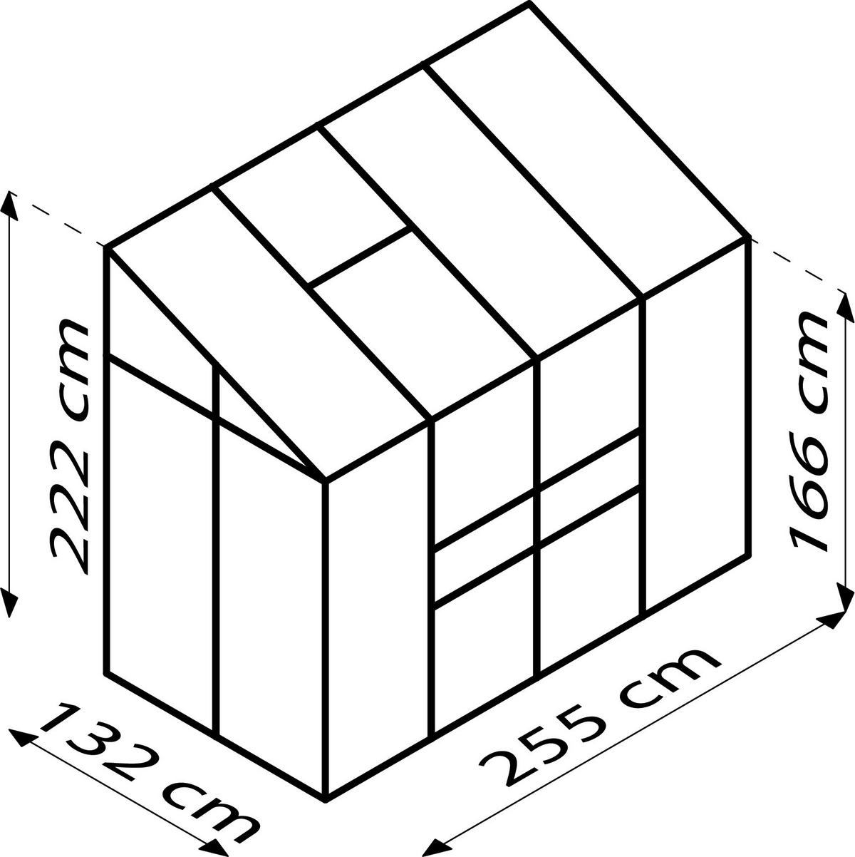 Anlehn-Gewächshausbausatz Ida 3300 Esg3mm, Smaragd - Smaragdgrün, Basics, Glas/Metall (255/222/131,5cm)