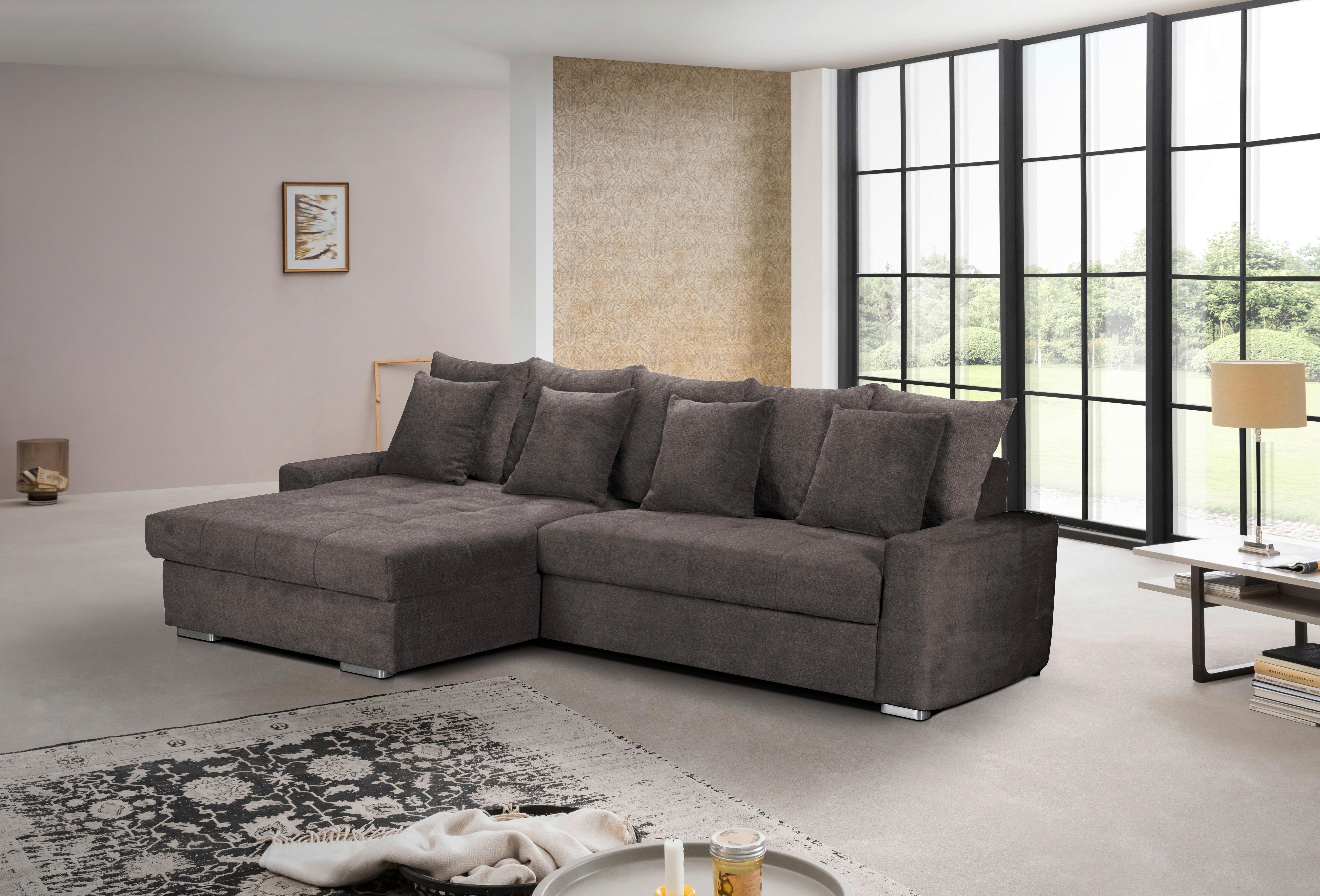 Ecksofa mit Schlaffunktion Salvador und Bettkasten Braun