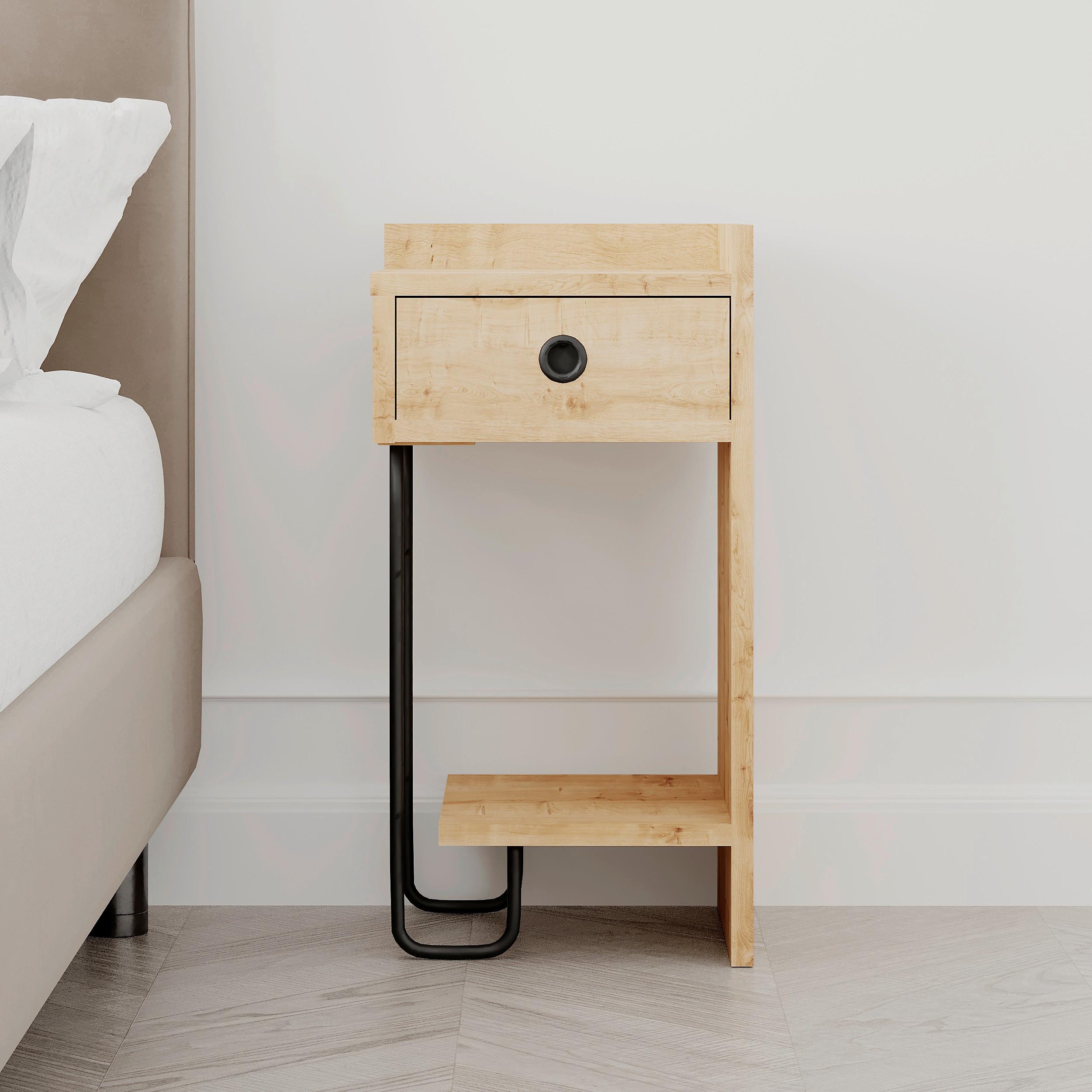 Kindernachtkästchen Sirius Eichefarben/schwarz B: 32 Cm - Eichefarben, Design, Holzwerkstoff (32/61/30cm) - Livetastic