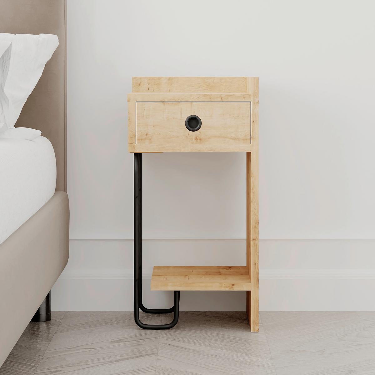 Kindernachtkästchen Sirius Eichefarben/schwarz B: 32 Cm - Eichefarben, Design, Holzwerkstoff (32/61/30cm) - Livetastic