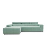 Ecksofa + Kopfteilverstellung Brandon Mintgrün Mikrofaser - Schwarz/Mintgrün, Design, Textil (175/285cm) - MID.YOU